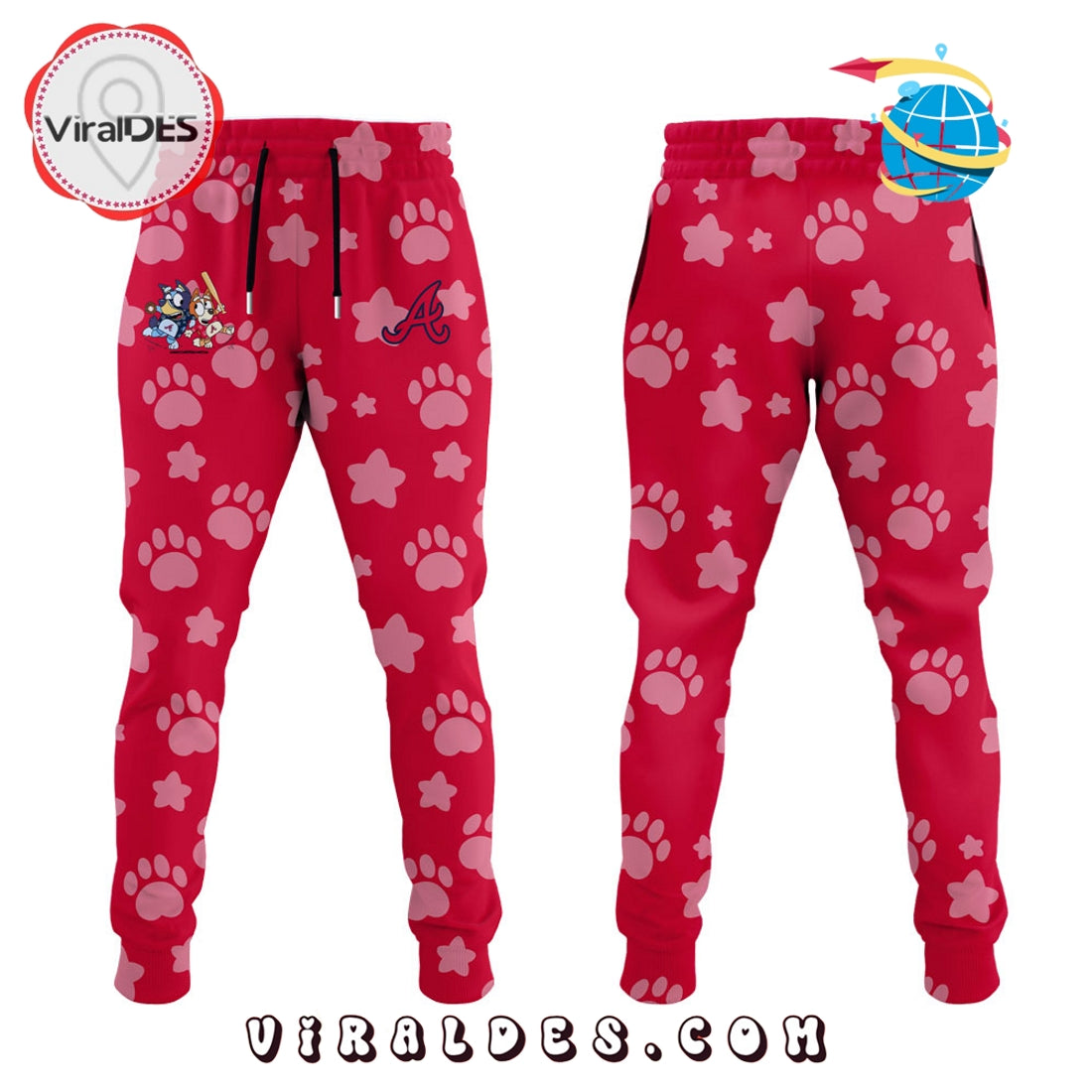 Atlanta Braves x Bluey and Bingo Red Hoodie, Jogger, Cap