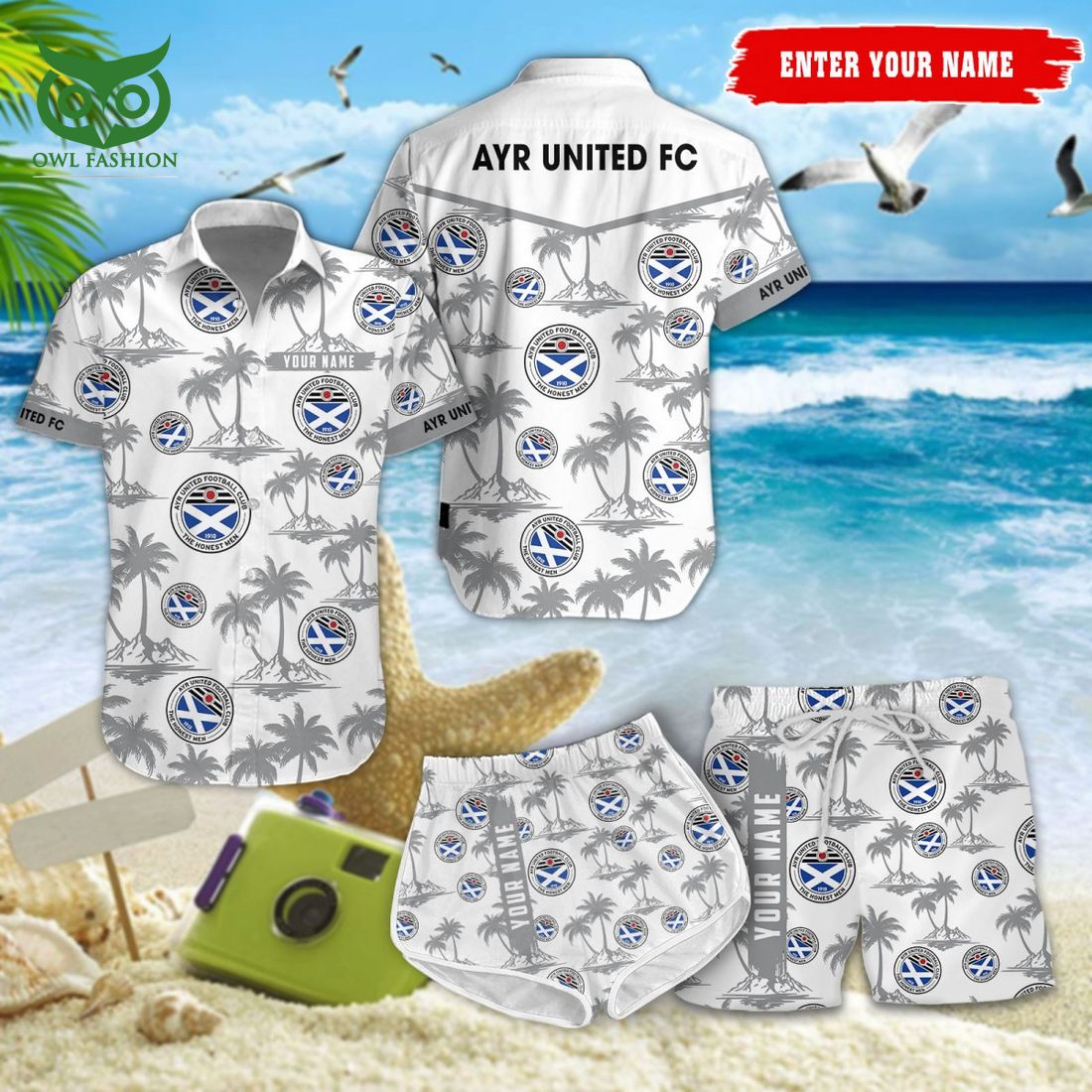 Ayr United F.C. SPFL Coconut Hawaiian Shirt Shorts