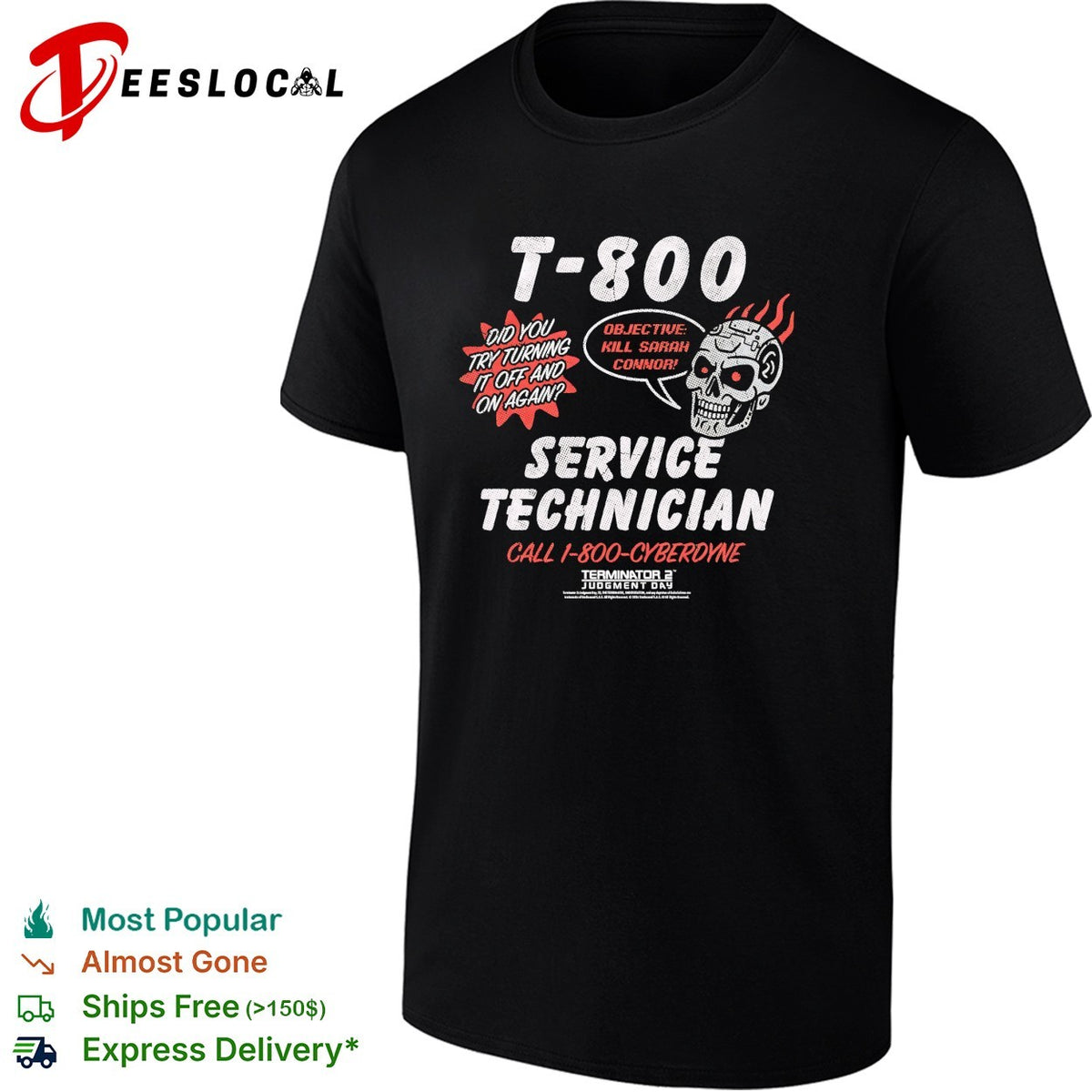T-800 service technician Terminator 2 Judgment Day skull flames shirt