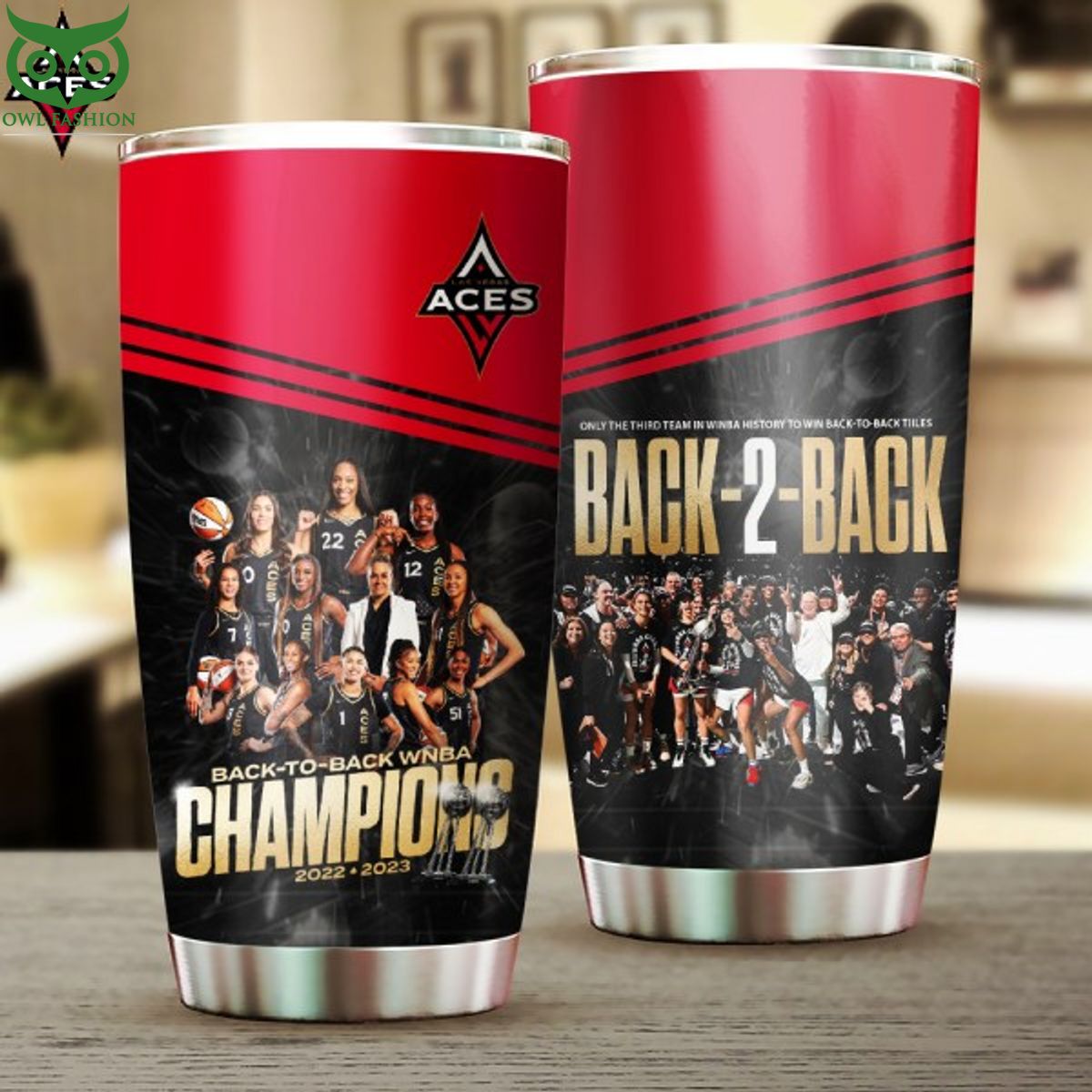 Back 2 Back Las Vegas Aces 2023 WNBA Champions tumbler cup