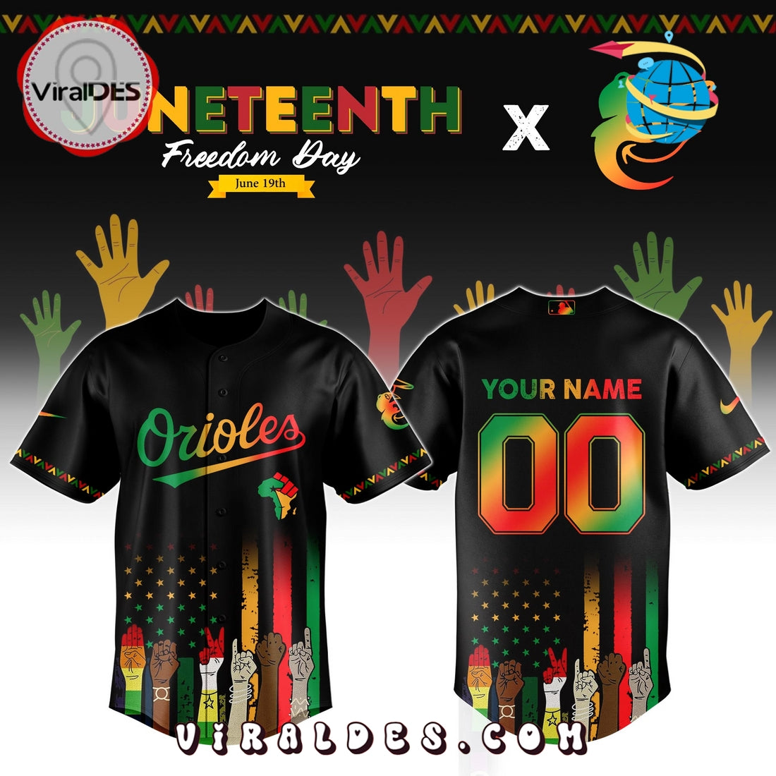 Baltimore Orioles Custom MLB Juneteenth Baseball Jersey