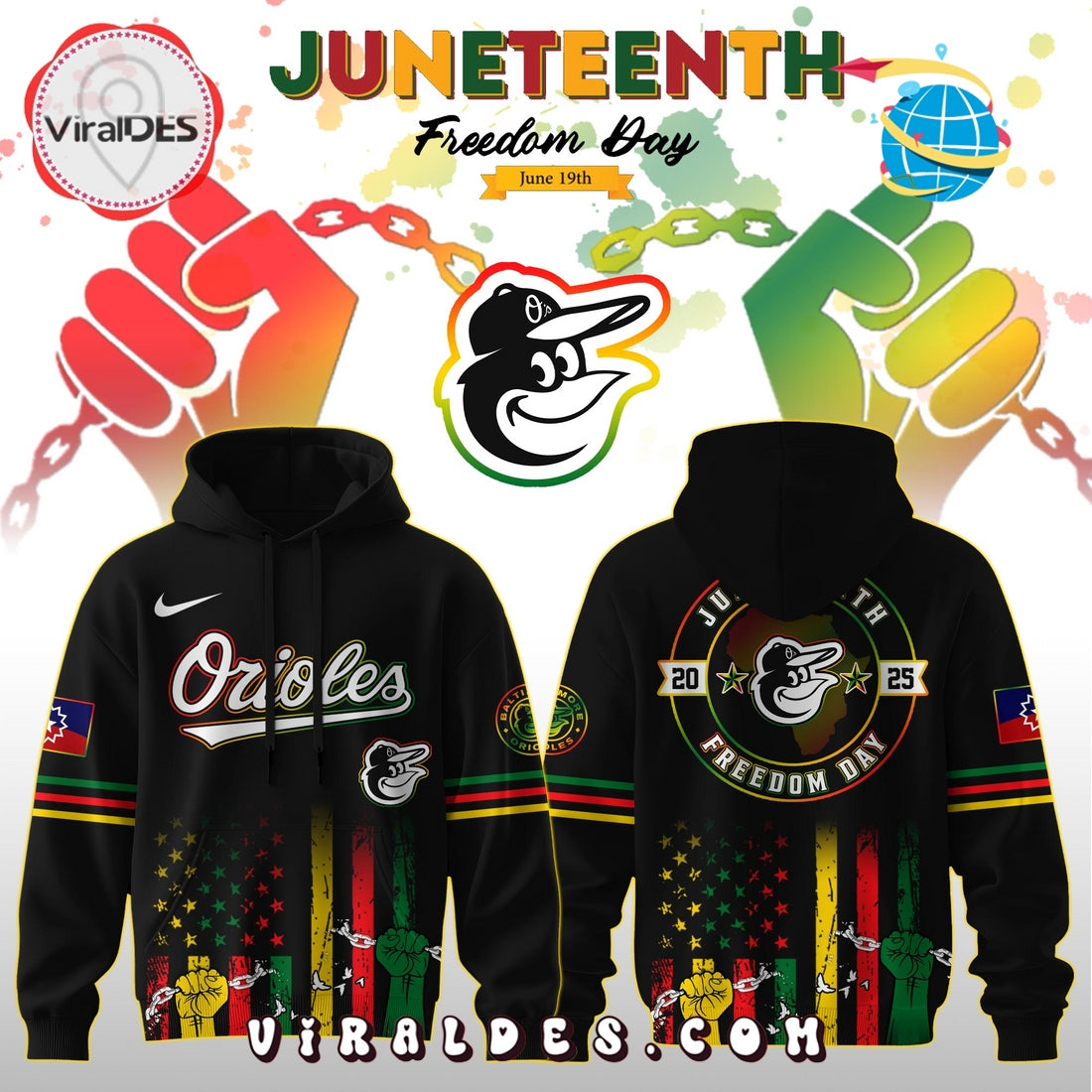 Baltimore Orioles x 2025 Juneteenth Freedom Day Hoodie, Long Pants