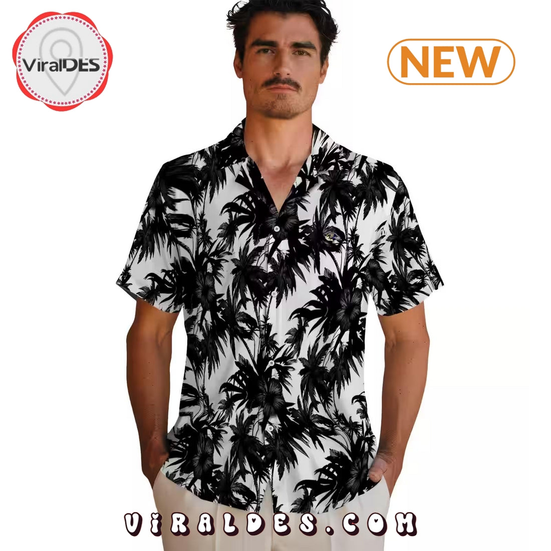Baltimore Ravens Palm Motifs Hawaiian Shirt