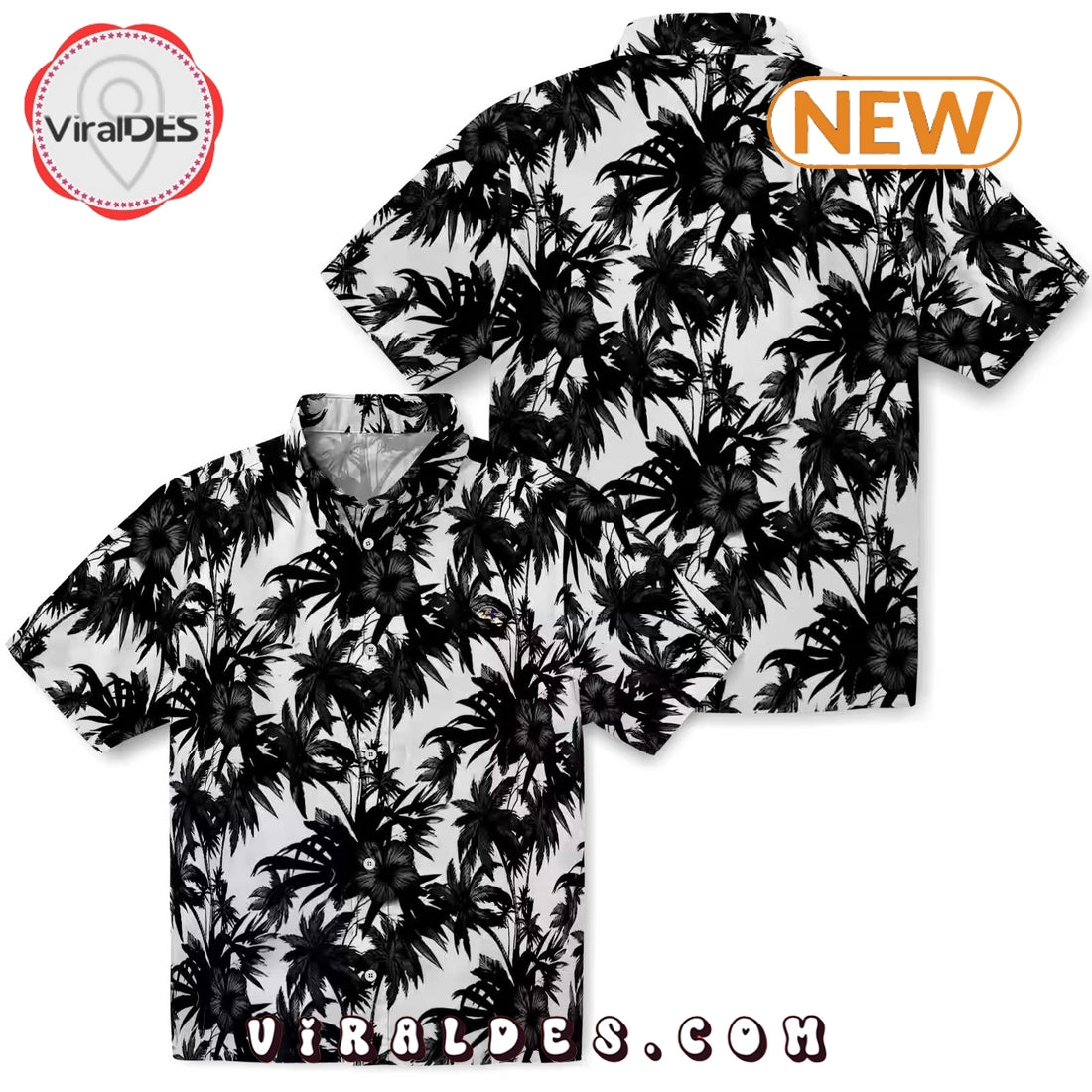 Baltimore Ravens Palm Motifs Hawaiian Shirt