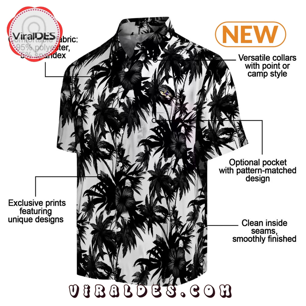 Baltimore Ravens Palm Motifs Hawaiian Shirt