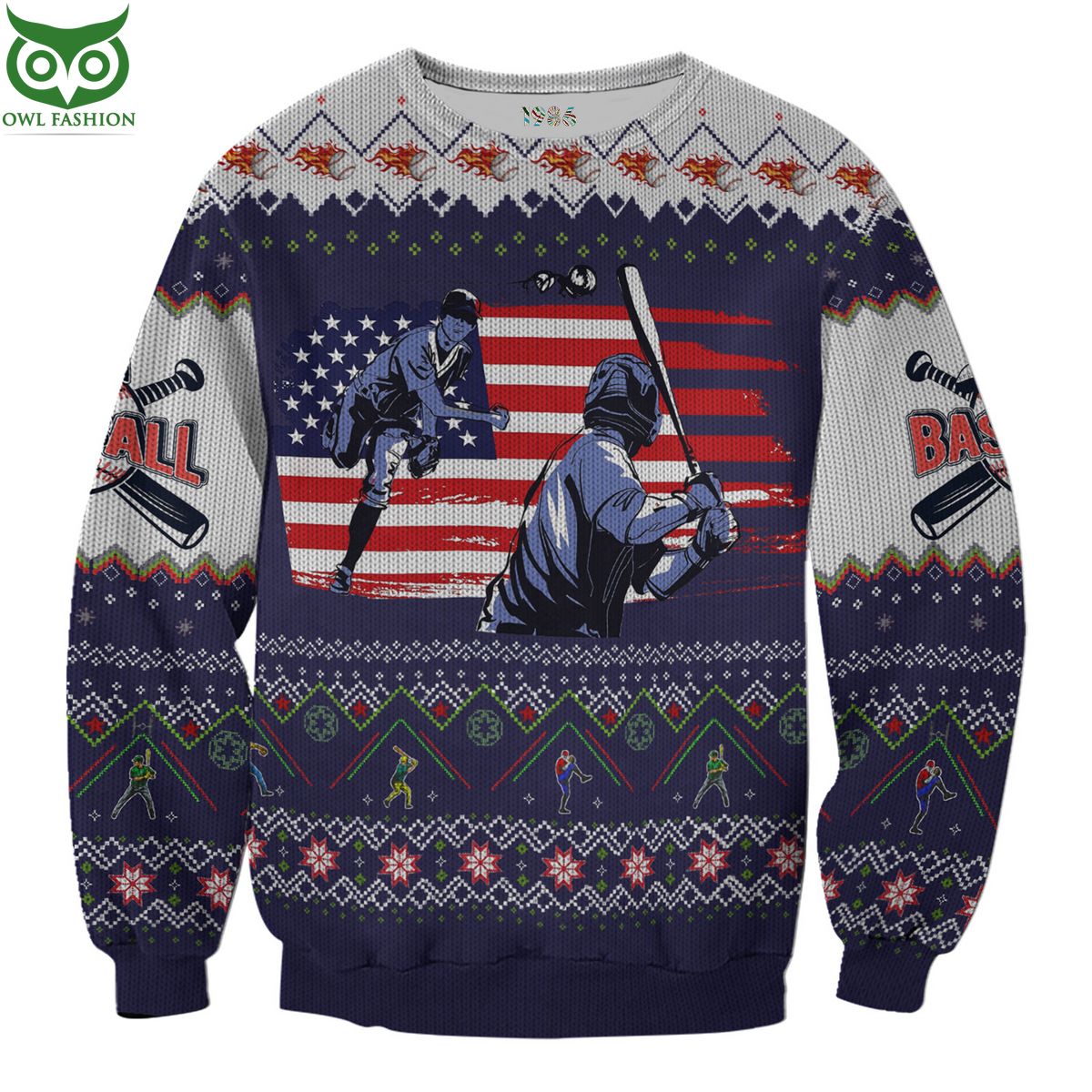 Baseball Scene Triple Walled Ugly Sweater 3D AOP Ugly Sweater Jumper