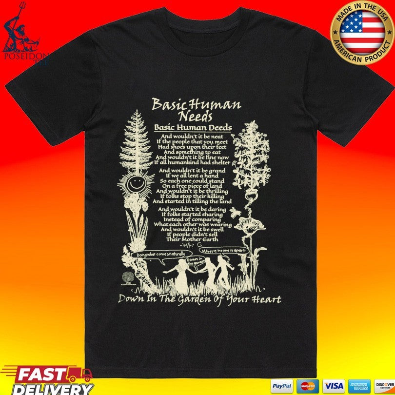 Basic Human Needs Down In The Garden Of Your Heart Beige T-shirt