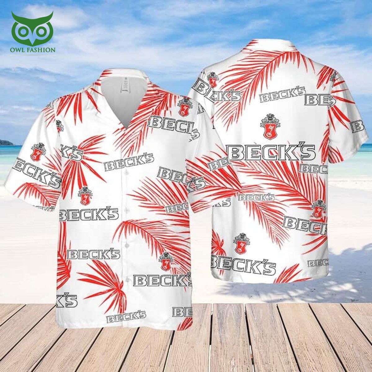 Beck’s Beer Palm Leaves Pattern Limited Hawaiian Shirt