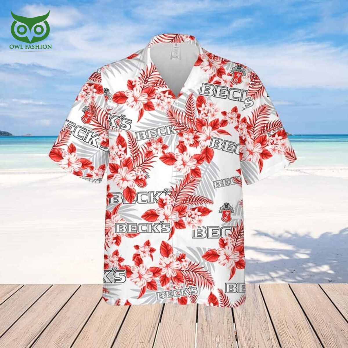Beck’s Beer Tropical Flower Pattern Limited Hawaiian Shirt Beach Lovers Gift