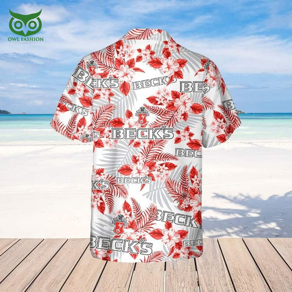 Beck’s Beer Tropical Flower Pattern Limited Hawaiian Shirt Beach Lovers Gift