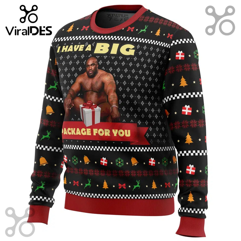 Big Package Barry Wood Meme Ugly Sweater 2025