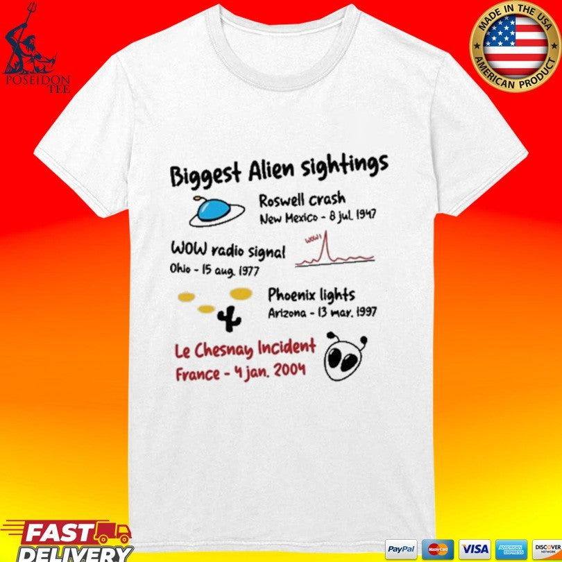 Biggest Alien Sightings Le Chesnay Incident France – 4 Jan 2004 T-shirt