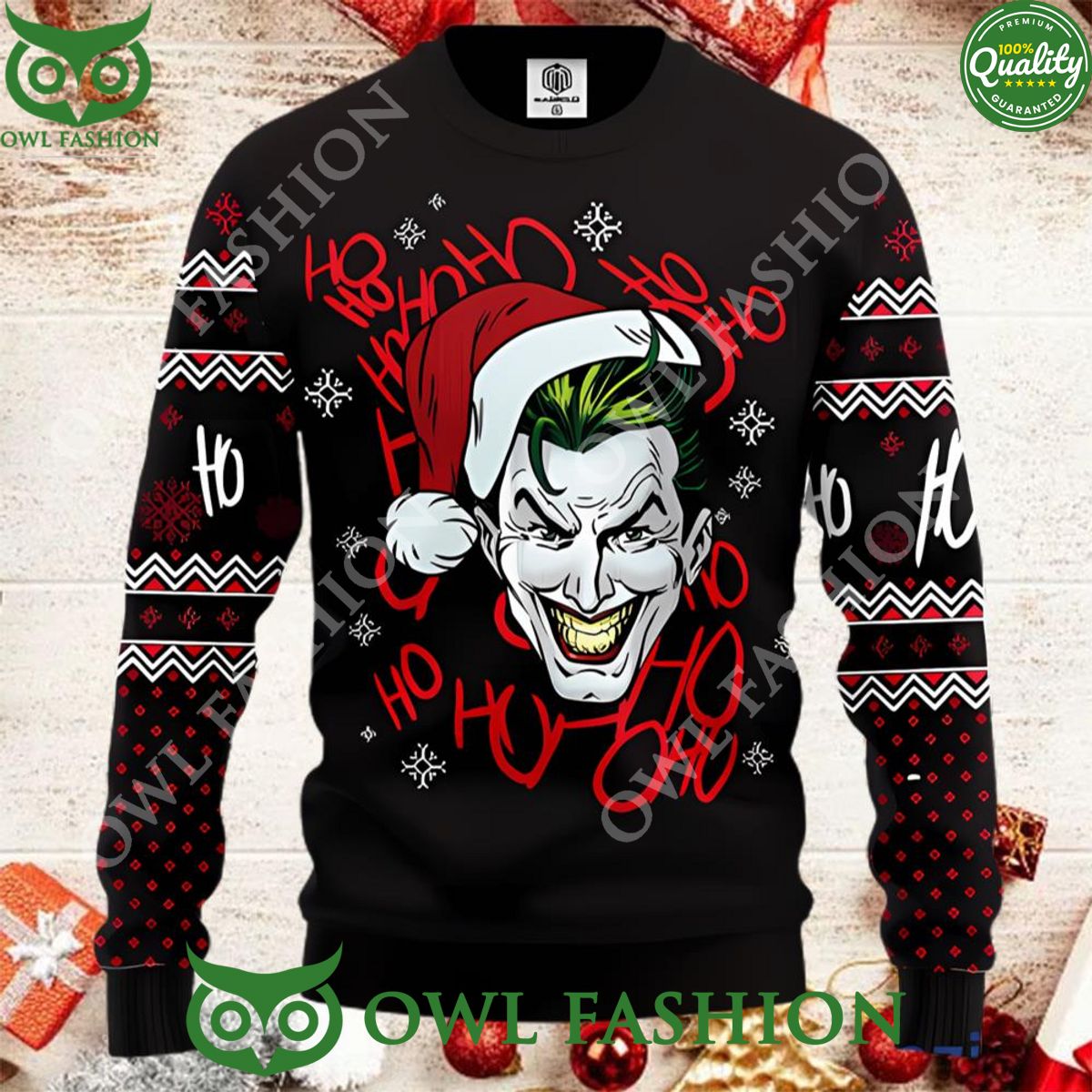 Black Joker Classic Ugly Christmas Sweater Jumper
