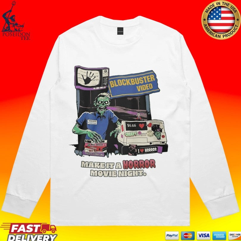 Blockbuster Video Zombie Make It A Horror Movie Night T-shirt