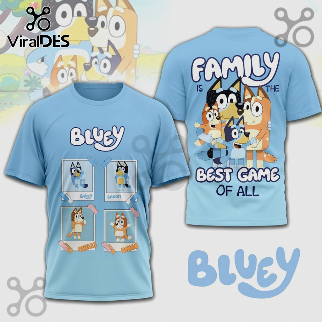 Bluey Family Photo Album Graphic Print Cute Kids T-Shirt