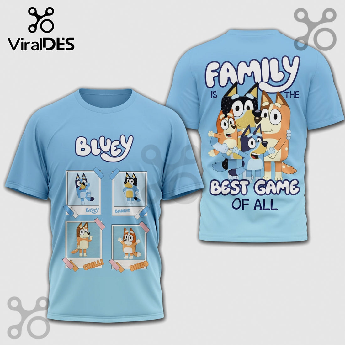 Bluey Family Photo Album Graphic Print Cute Kids T-Shirt