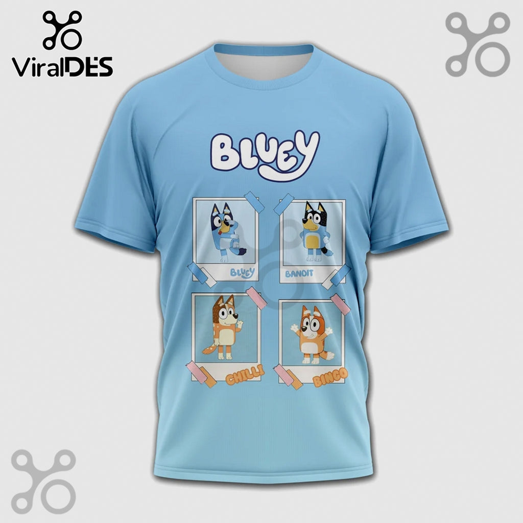 Bluey Family Photo Album Graphic Print Cute Kids T-Shirt