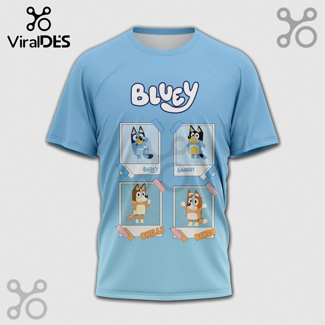 Bluey Family Photo Album Graphic Print Cute Kids T-Shirt