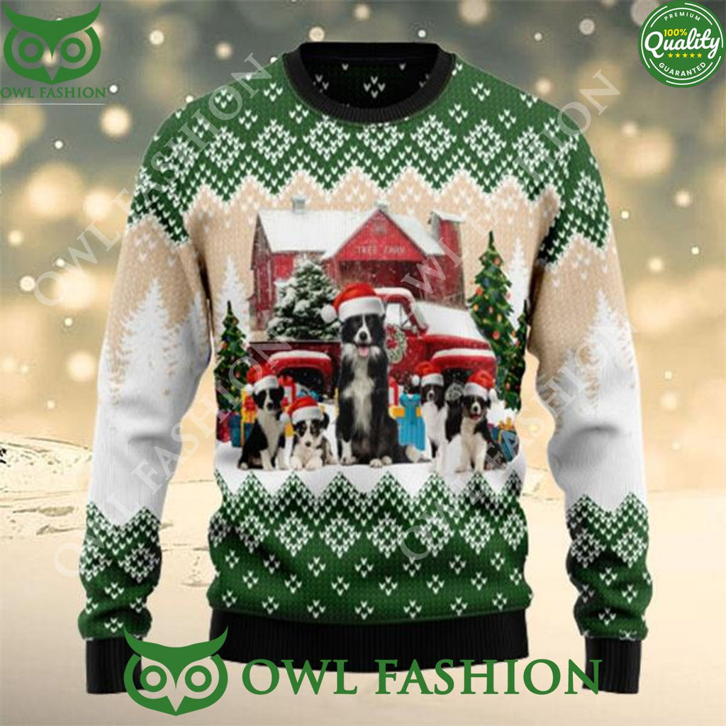 Border Collie Let It Snow Cute Ugly Christmas Sweater Jumper