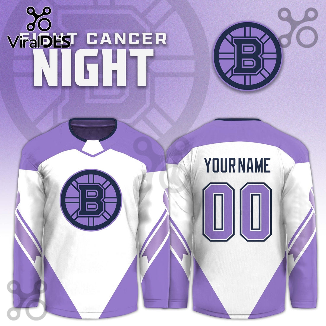 Boston Bruins Hockey Fights Cancer Purple Jersey Limited Edition
