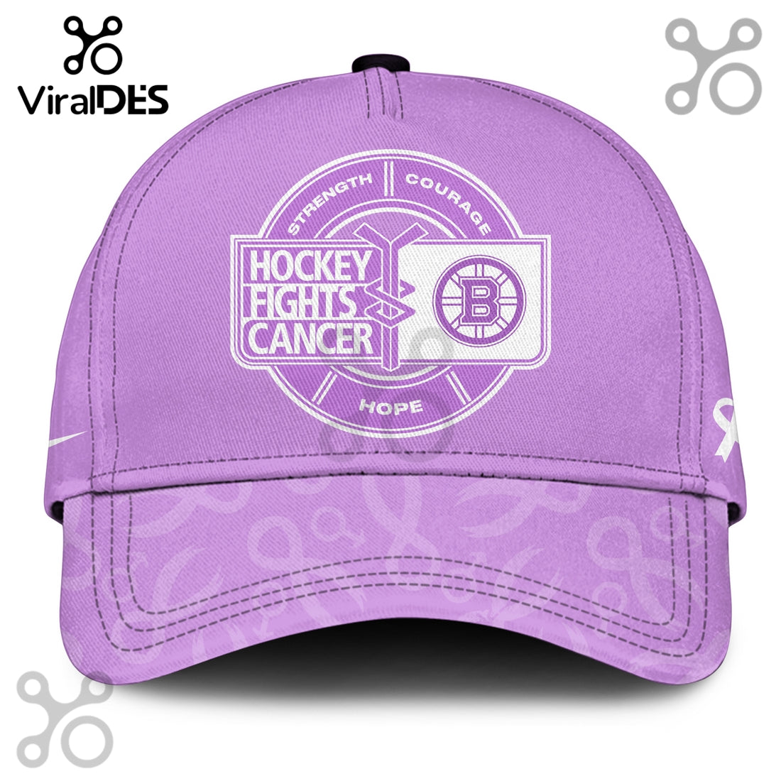 Boston Bruins Hockey Fights Cancer Purple Ribbon Hoodie