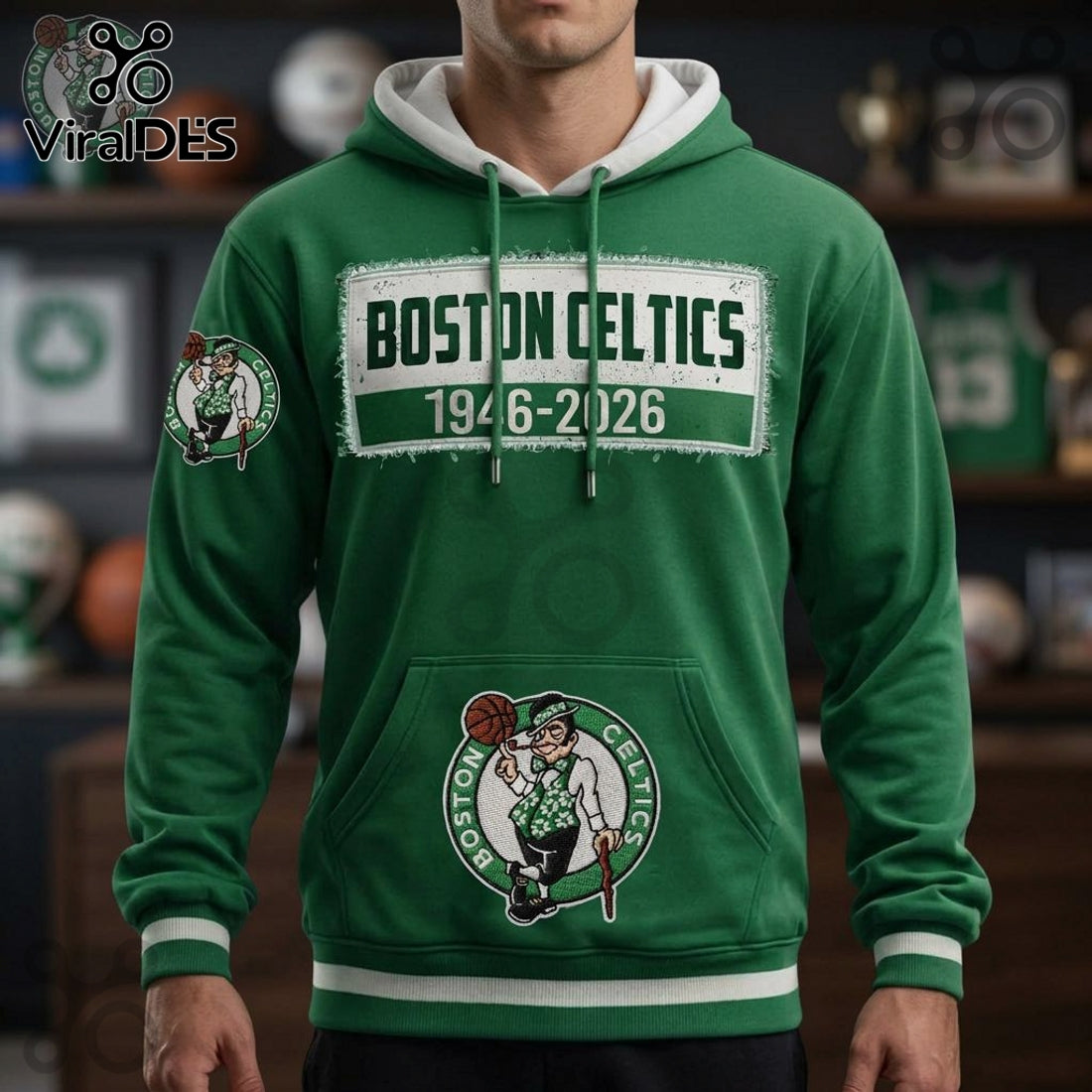 Boston Celtics 1946-2026 Anniversary Premium Fan Apparel Hoodie