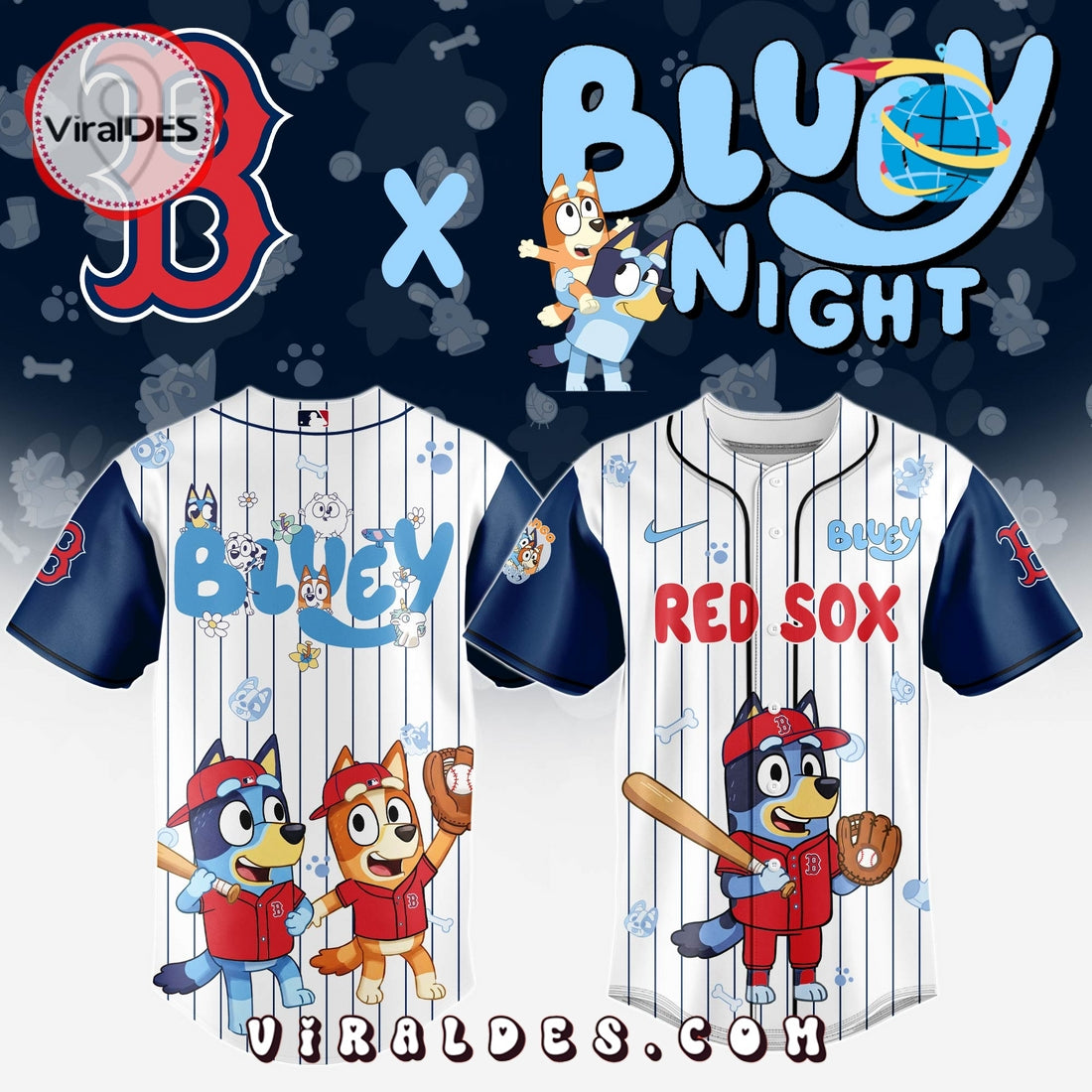 Boston Red Sox MLB Bluey And Bingo 2025 Baseball Jersey