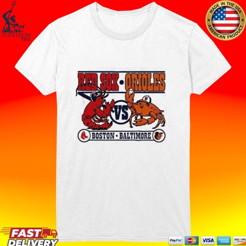 Boston Red Sox Vs Baltimore Orioles Lobster Crab Baseball Graphic T-shirt