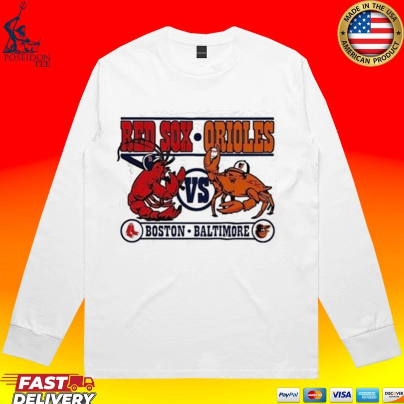 Boston Red Sox Vs Baltimore Orioles Lobster Crab Baseball Graphic T-shirt