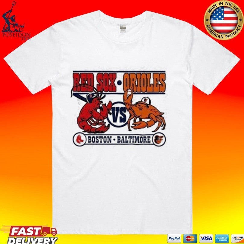 Boston Red Sox Vs Baltimore Orioles Lobster Crab Baseball Graphic T-shirt