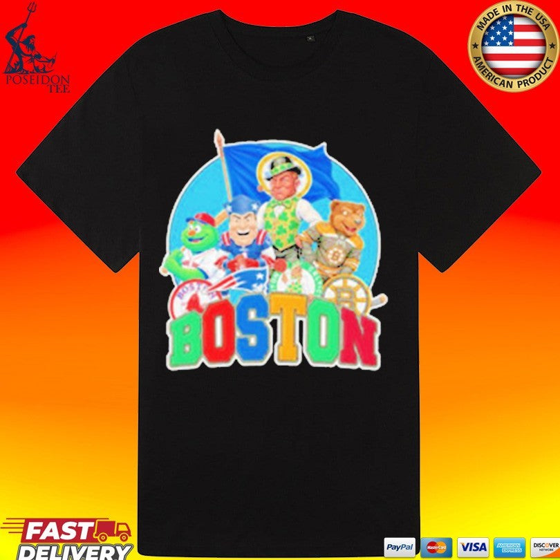 Boston Sports Mascot Squad Flag T-shirt