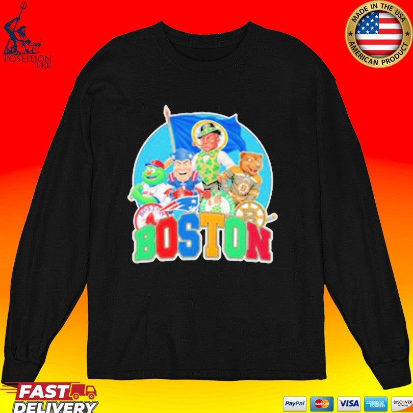 Boston Sports Mascot Squad Flag T-shirt