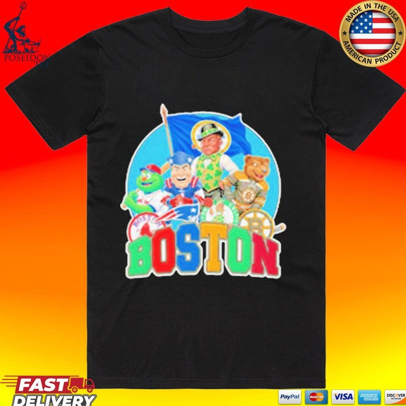 Boston Sports Mascot Squad Flag T-shirt