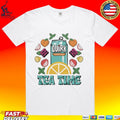 Boulevard Quirk Tea Time White & Teal Ringer T-shirt