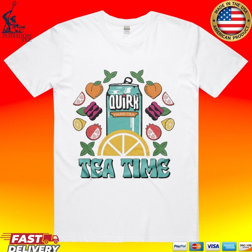 Boulevard Quirk Tea Time White & Teal Ringer T-shirt