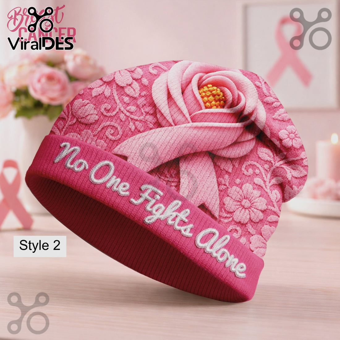Breast Cancer Awareness Hope Strength Courage Premium Beanie Hat