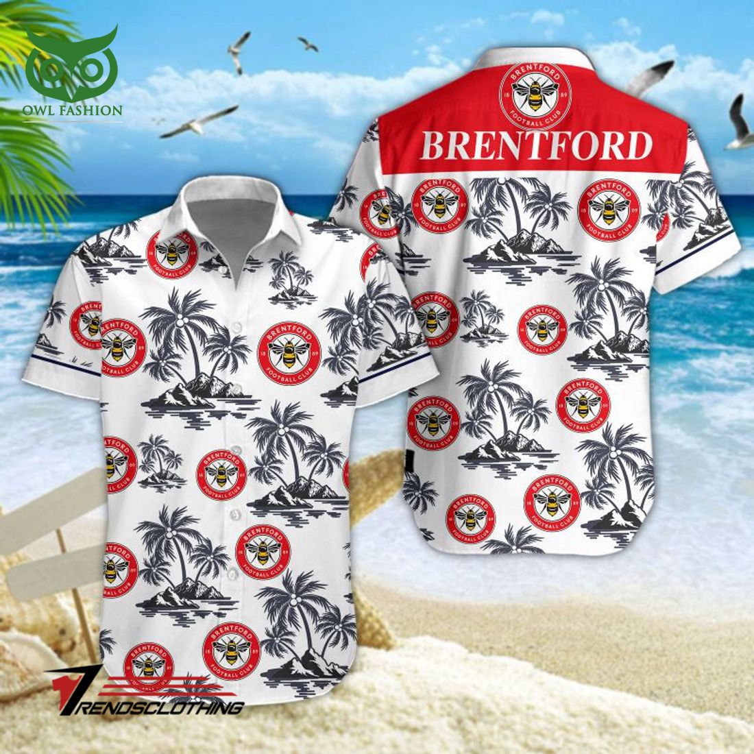 Brentford FC Premier League White Hawaiian Shirt