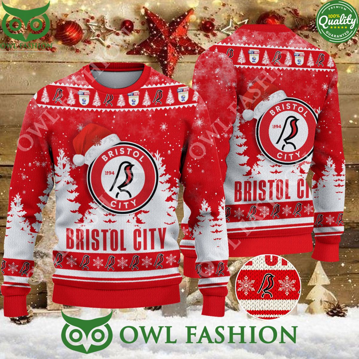 Bristol City Christmas EFL Ugly Premier League Sweater Jumper