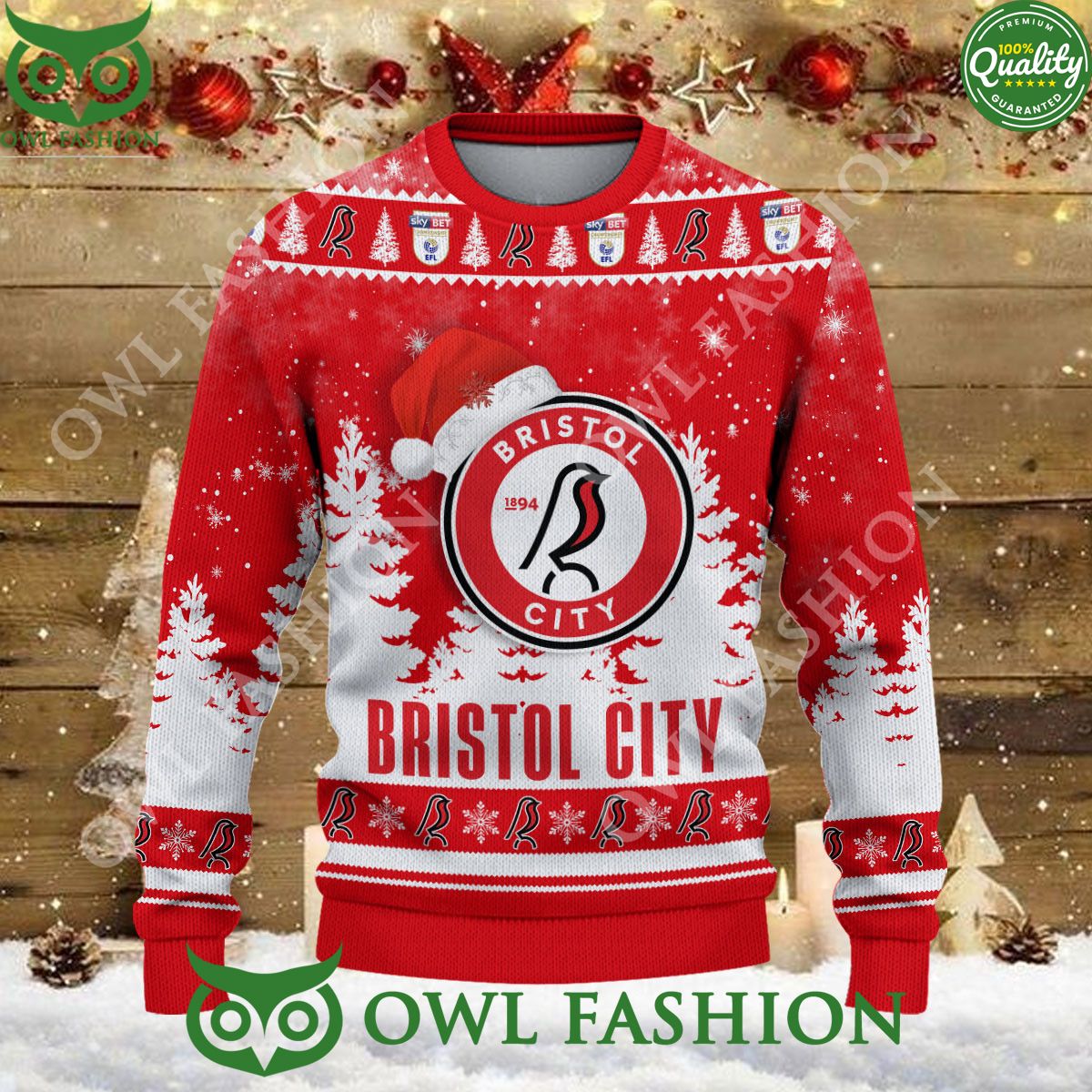Bristol City Christmas EFL Ugly Premier League Sweater Jumper