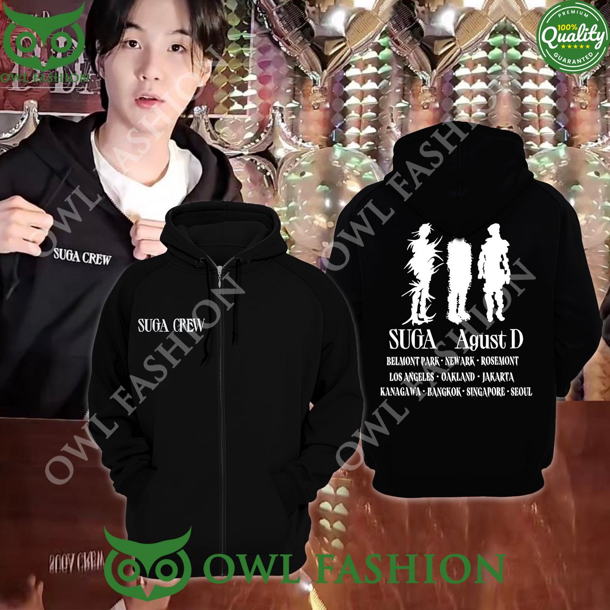 BTS Suga Crew Agust D Black 2D Hoodie