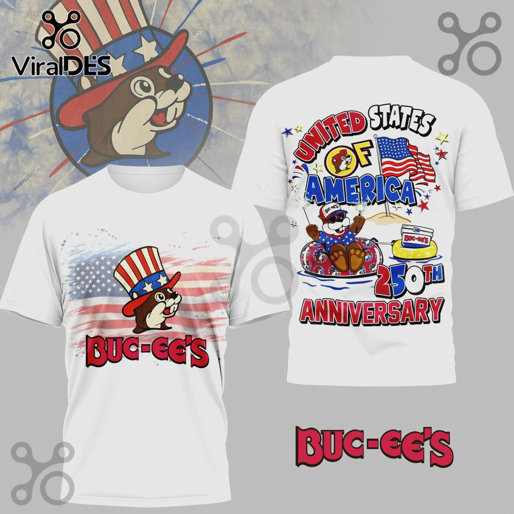 Buc-ee’s 250th Anniversary Patriotic Beaver USA Graphic White Hoodie