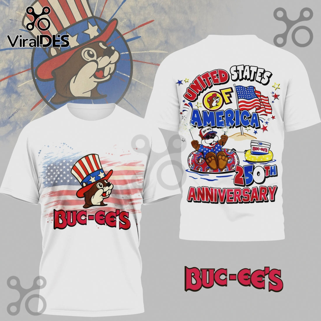 Buc-ee’s 250th Anniversary Patriotic Beaver USA Graphic White Hoodie