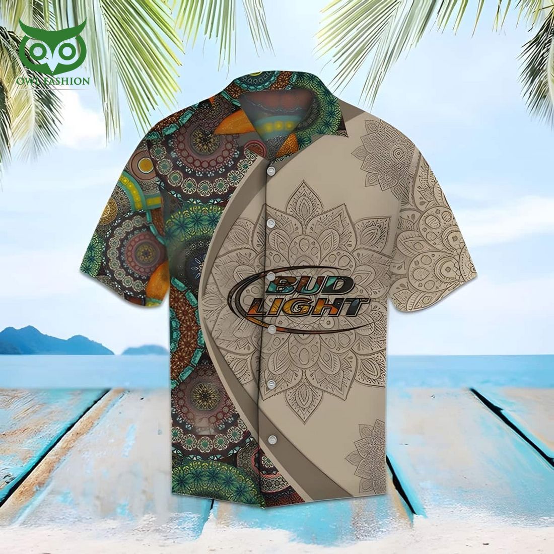 Bud Light Hawaiian Shirt Mandala Pattern Beach Lovers Gift