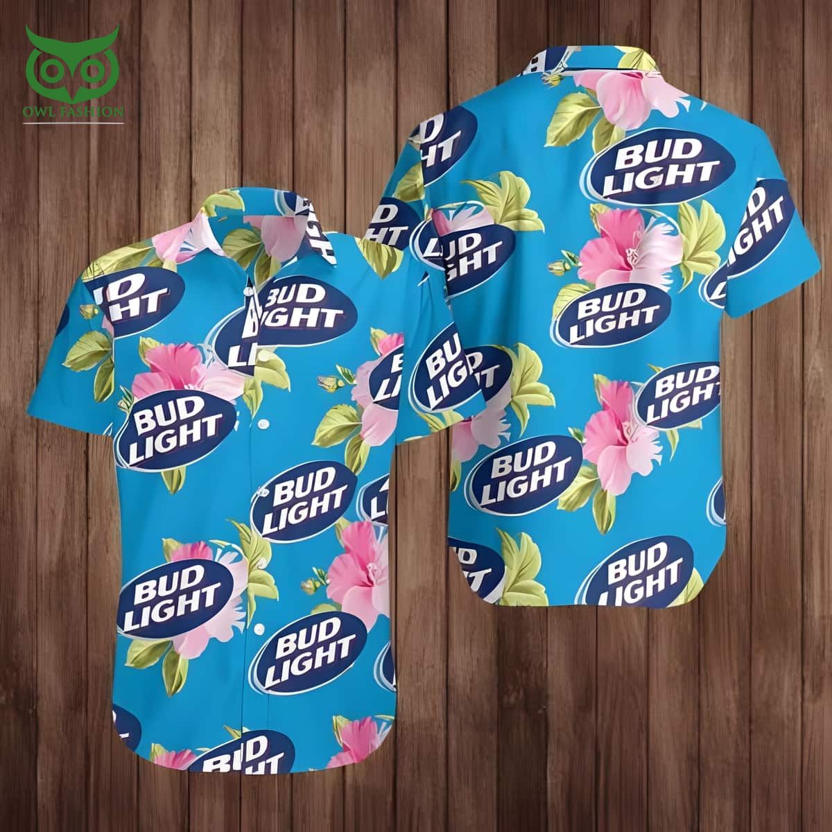 Bud Light Premium Hawaiian Shirt Pink Hibiscus Flower Gift For Beer Lovers