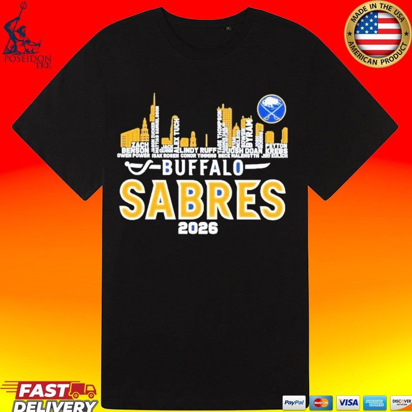 Buffalo Sabres Hockey Skyline City Players Names 2026 T-shirt
