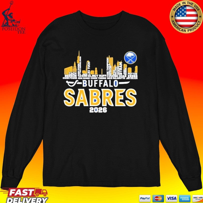 Buffalo Sabres Hockey Skyline City Players Names 2026 T-shirt