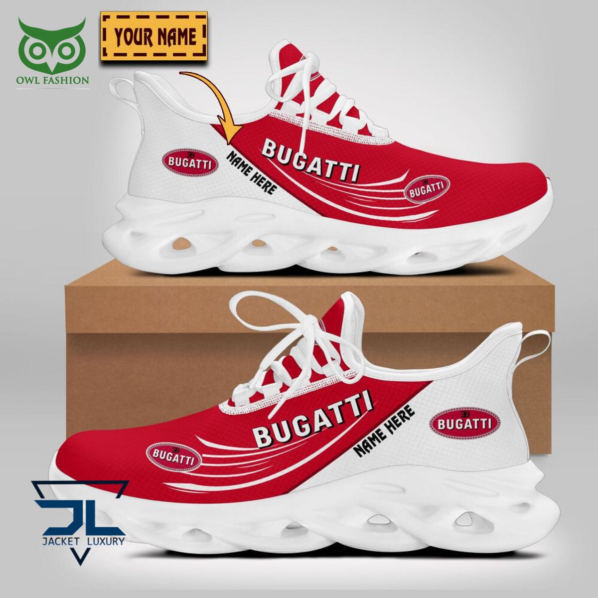 Bugatti Car Brand Logo Personalized Max Soul Shoes
