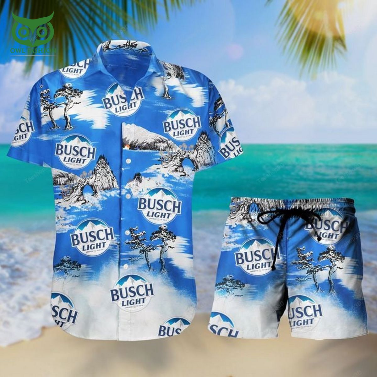 Busch Light Beer Brand Hawaiian Shirt and Shorts
