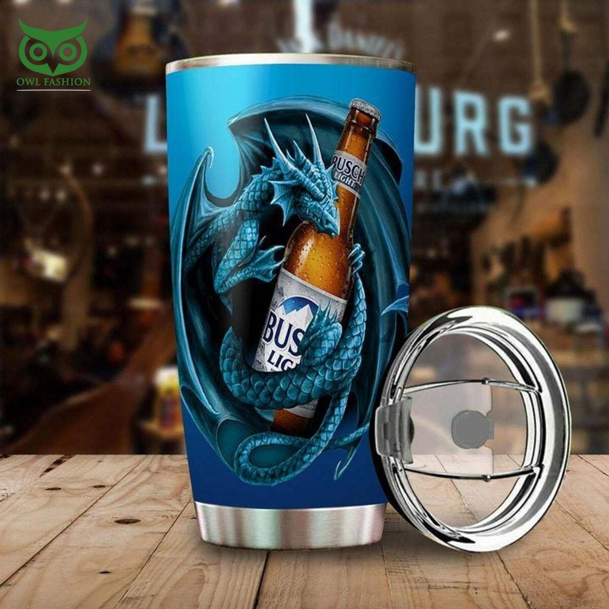 Busch Light Blue Dragon Hugs Busch Light Tumbler Cup