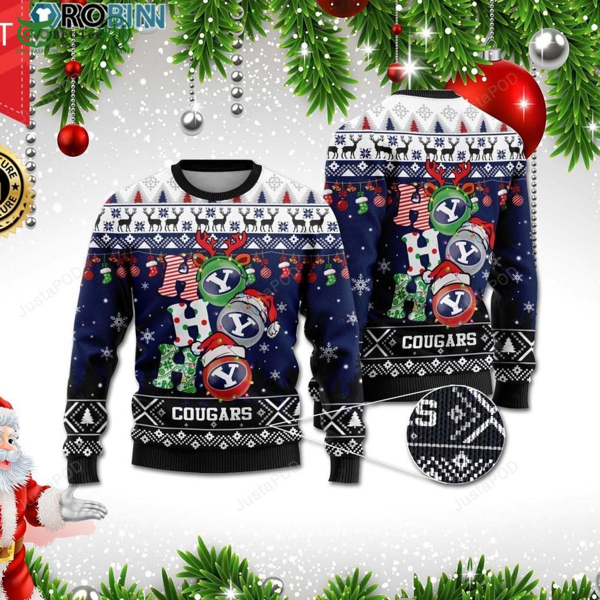 BYU Cougars Ho Ho Ho Christmas Ugly Sweater